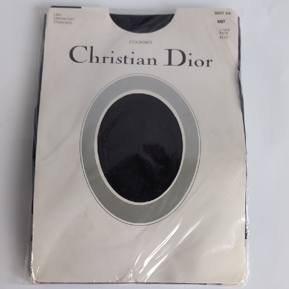 Accessories - Christian Dior Navy Stockings 2 Pr 1443 Sandalfoot Short 8 1/2